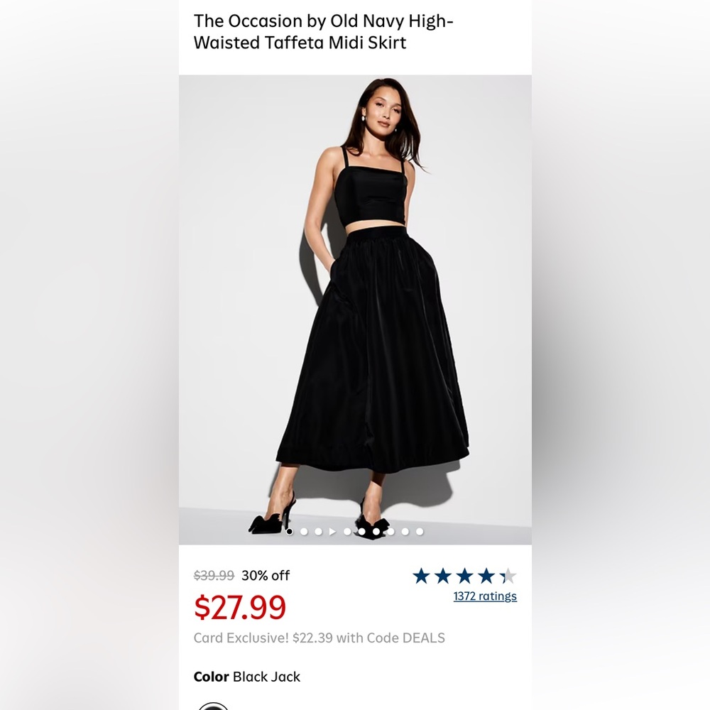 Old Navy The Occasion Taffeta Black Skirt- Medium